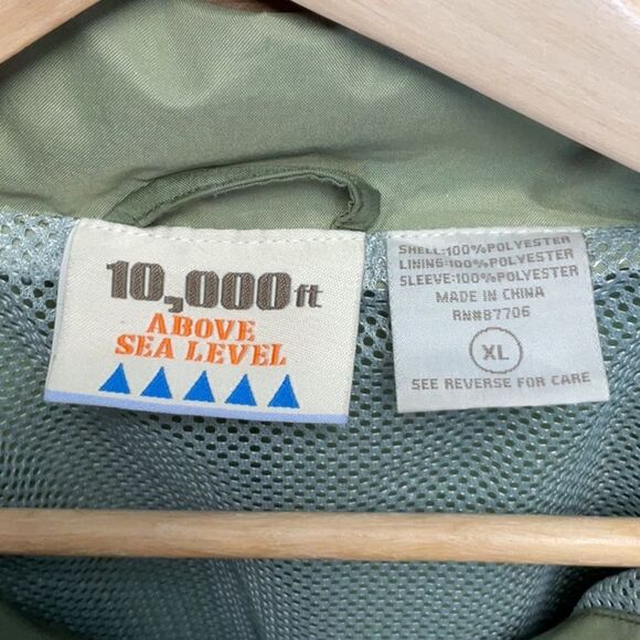 10,000 ft Above Sea Level Men's XL Green Windbreaker Jacket Polyester Coat - Picture 3 of 8